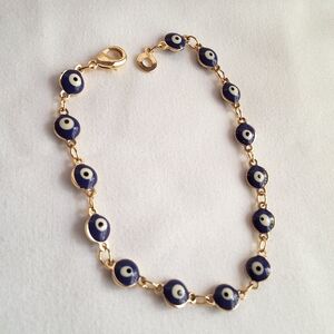 Gold and Blue Evil Eye Bracelet